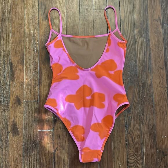 Nu Swim Floral One Piece Swimsuit Pink Size S New retails $242 - Picture 4 of 6